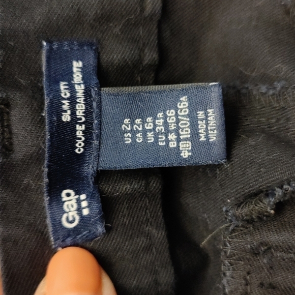 WOMEN'S Gap Slim City Pants, Size 2, Deep Navy w/White Polka Dots, Slim Fit - Picture 4 of 5